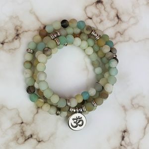 OM Bracelet, Amazonite, Healing Crystal Jewelry